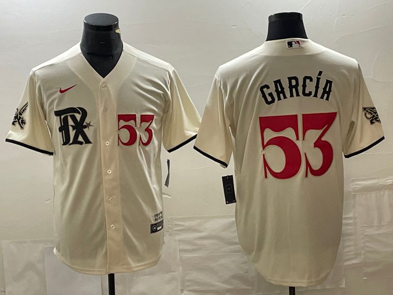 Men Texas Rangers 53 Garcia Nike Cream 2023 City Connect MLB Jersey style 1